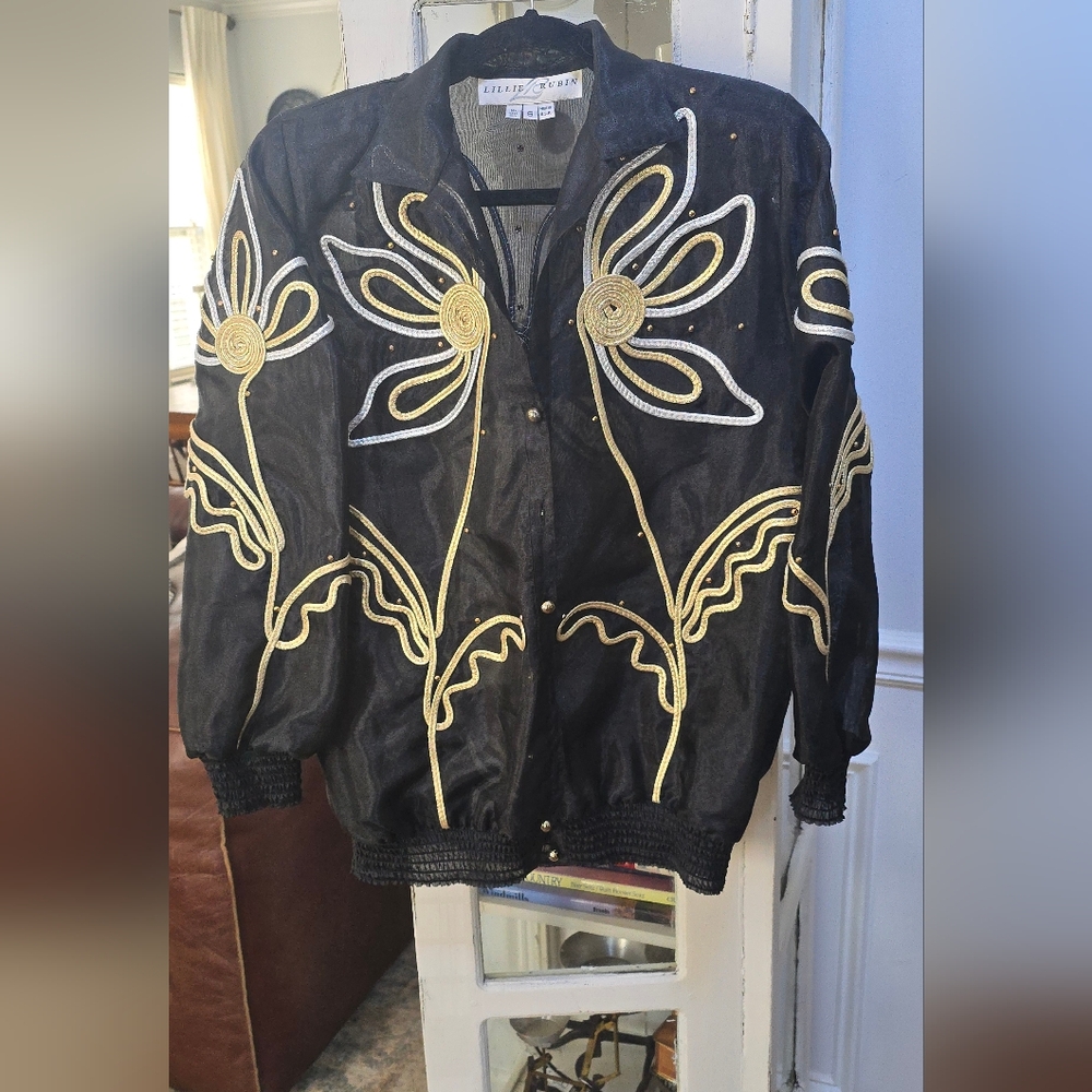 Vintage Lillie Rubin Sheer Jacket/Top, Size Small